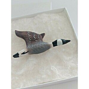 Hand Carved Bird Brooch (Canada Goose) by Russ Clark Ontario